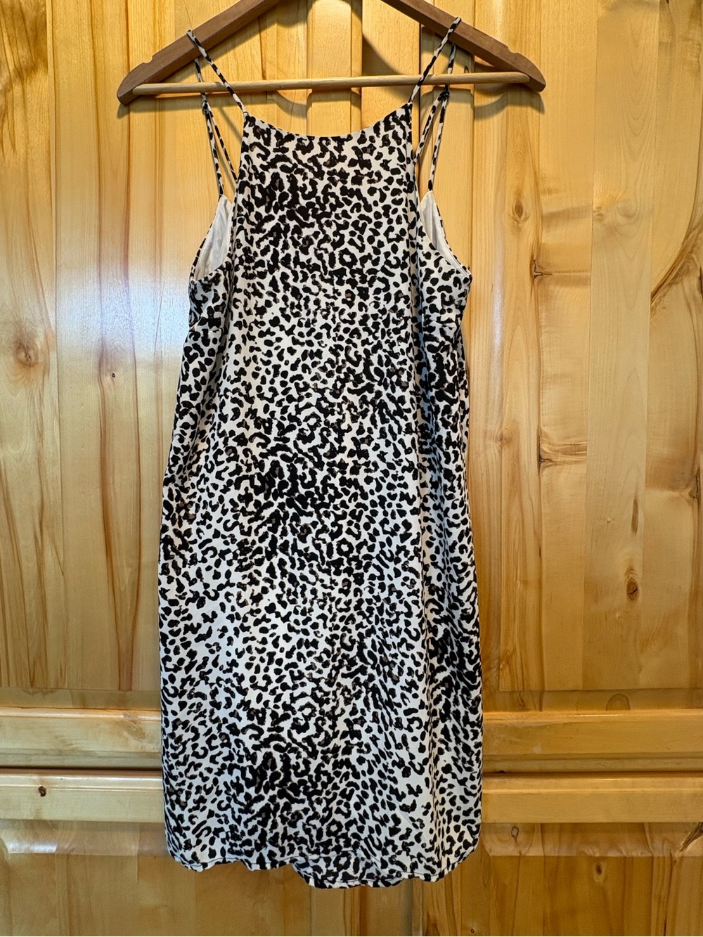 Astr Black and White Leopard Print Mini Slip Dress